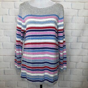 Talbots Gray Striped Sweater Petite Size PL Button Sides
